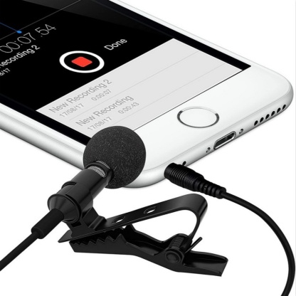 Gadget MIX Portable Clip-on Lapel Microphone with Windscreen for Smartphone/ High-fidelity/3.5+Lightning/Type-C/