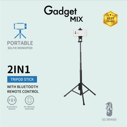Gadget Mix DIGINUT -SD-118 2IN1 Portable Selfie Monopod&Tripod Stick/Bluetooth Remote Controller/Phone&Camera/52mm-102mm