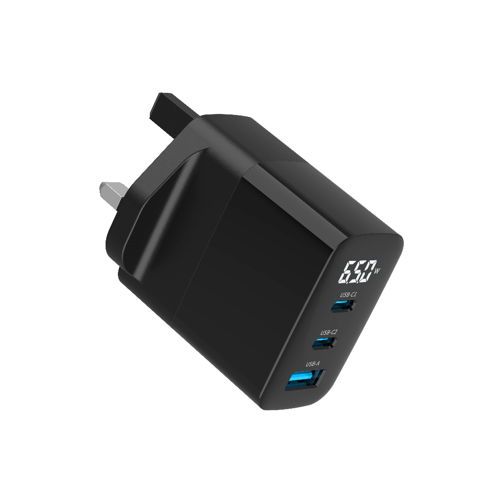 Gadget MIX Diginut GaN-002-UK 65W GaN Power Plug Black/ LED Digital Display/ Automatic Load Distribution Safe