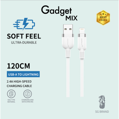 Gadget MIX Diginut BA-1223 USB To Type-C/ USB-A To iOS Data Cable 2.4A 1.2M/ Support Data Transmission/ Soft Feel
