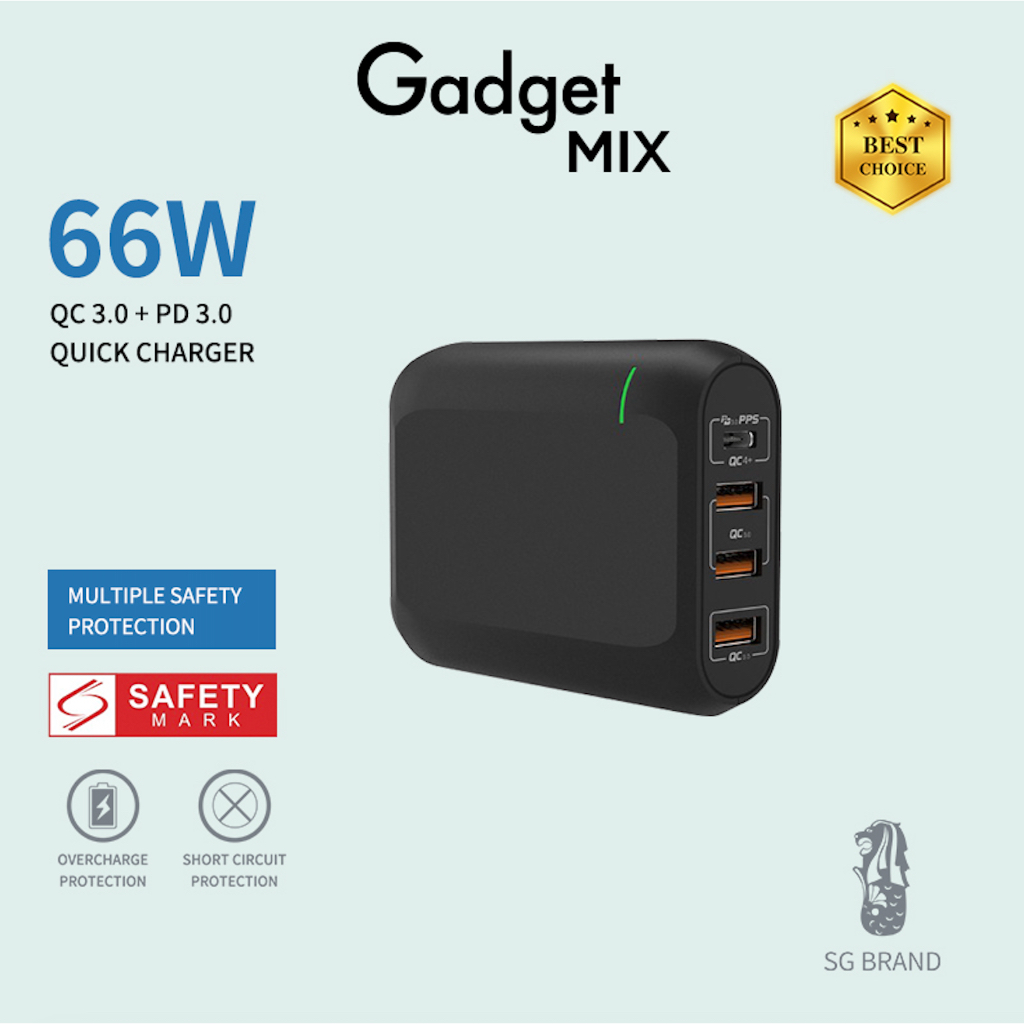 Gadget MIX DIGINUT HDD15-4 66W 4-Port USB Charger/ Charging Port Station/ Power Delivery/ Quick Charge 3.0/ Fast Charging