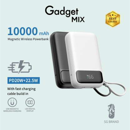 Gadget MIX Diginut W-39 Pro 10000mAh PD20W+22.5W Magnetic Wireless Powerbank/ Supports Two-way Charging