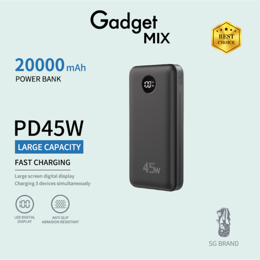 Gadget MIX Diginut P-39 PD 45W 20000mAh Powerbank/ LED Power Display/ Charge Laptop/ worry-free Journey