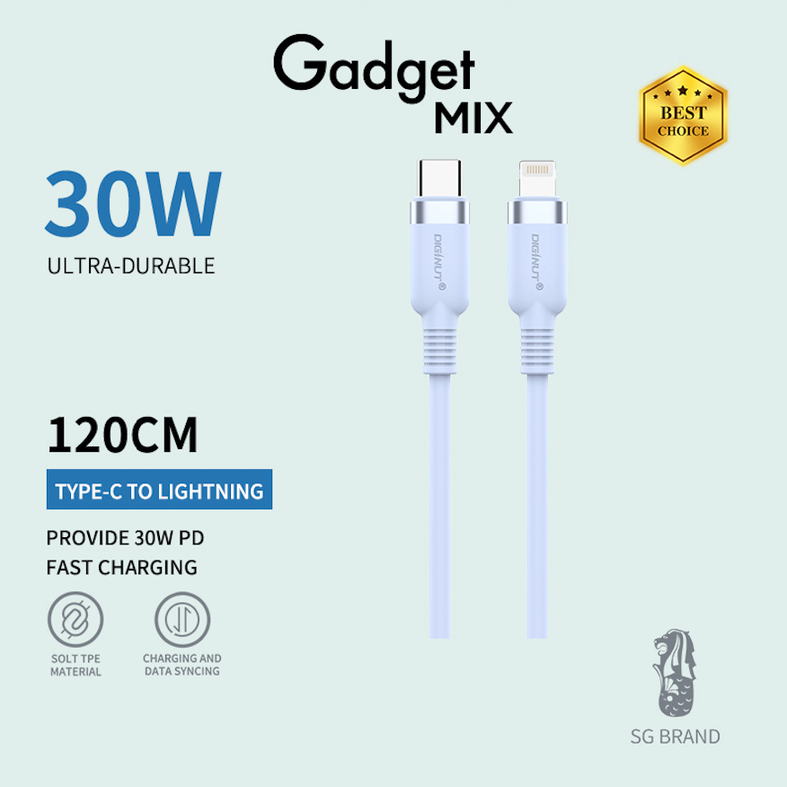 Gadget MIX Diginut BC-1223 Type-C To Type-C/ Type-C To iOS Data Cable 1.2M/ Support Data Transmission/ Soft Feel