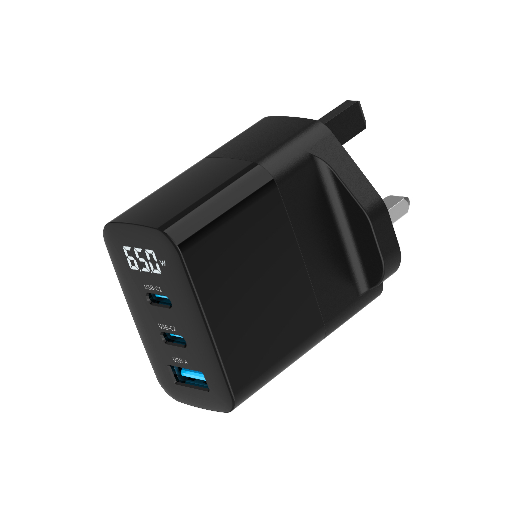 Gadget MIX Diginut GaN-002-UK 65W GaN Power Plug Black/ LED Digital Display/ Automatic Load Distribution Safe