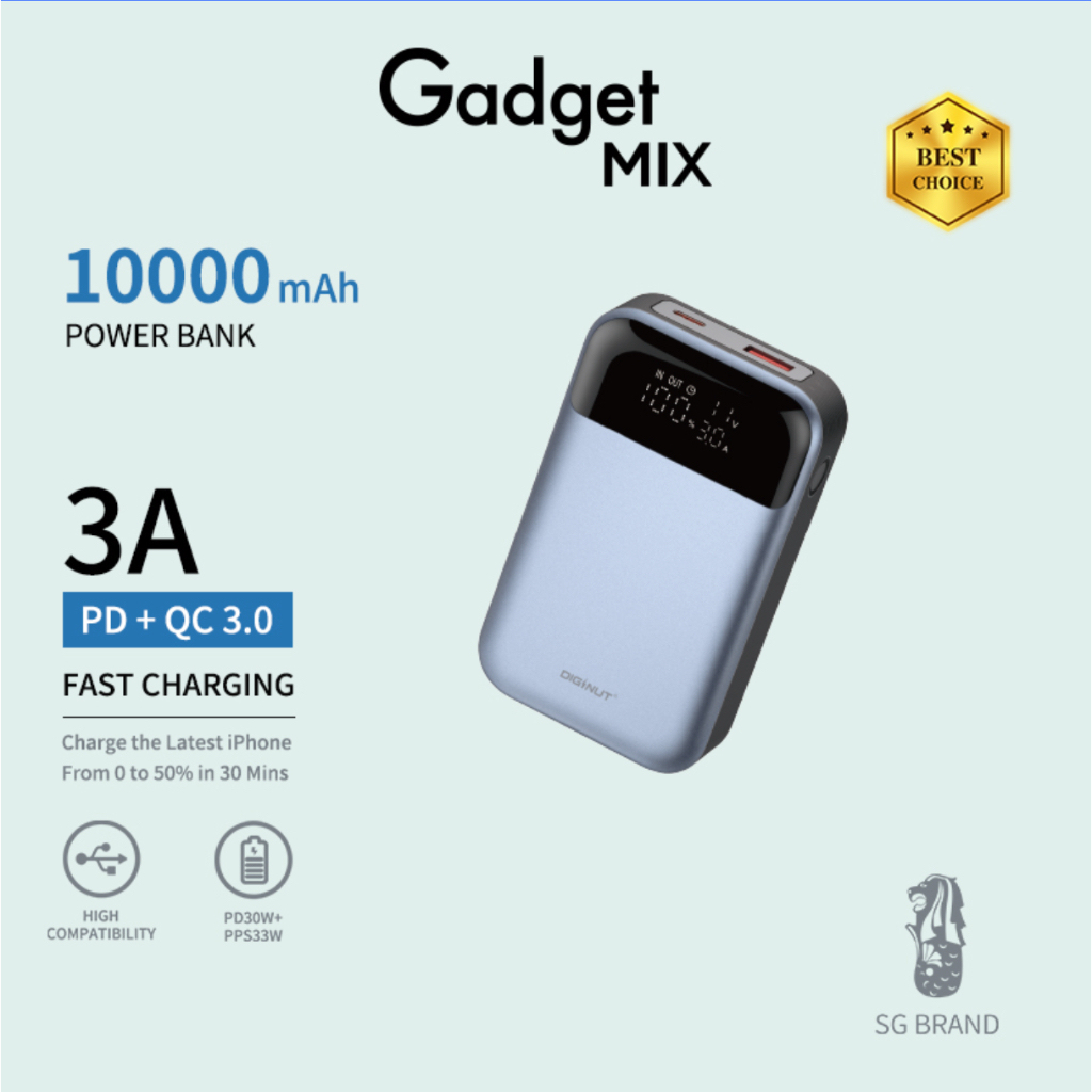 Gadget MIX P-33 10000mAh PD30W+PPS33W+22.5W Super Mini Powerbank/ Support PD3.0, PPS, QC3.0/ Compact And Portable