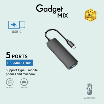 Gadget MIX DA-16 Type-C To USB Multi Hub/ Micro SD Card Reader/ USB Thumb Drive/ 5 Ports
