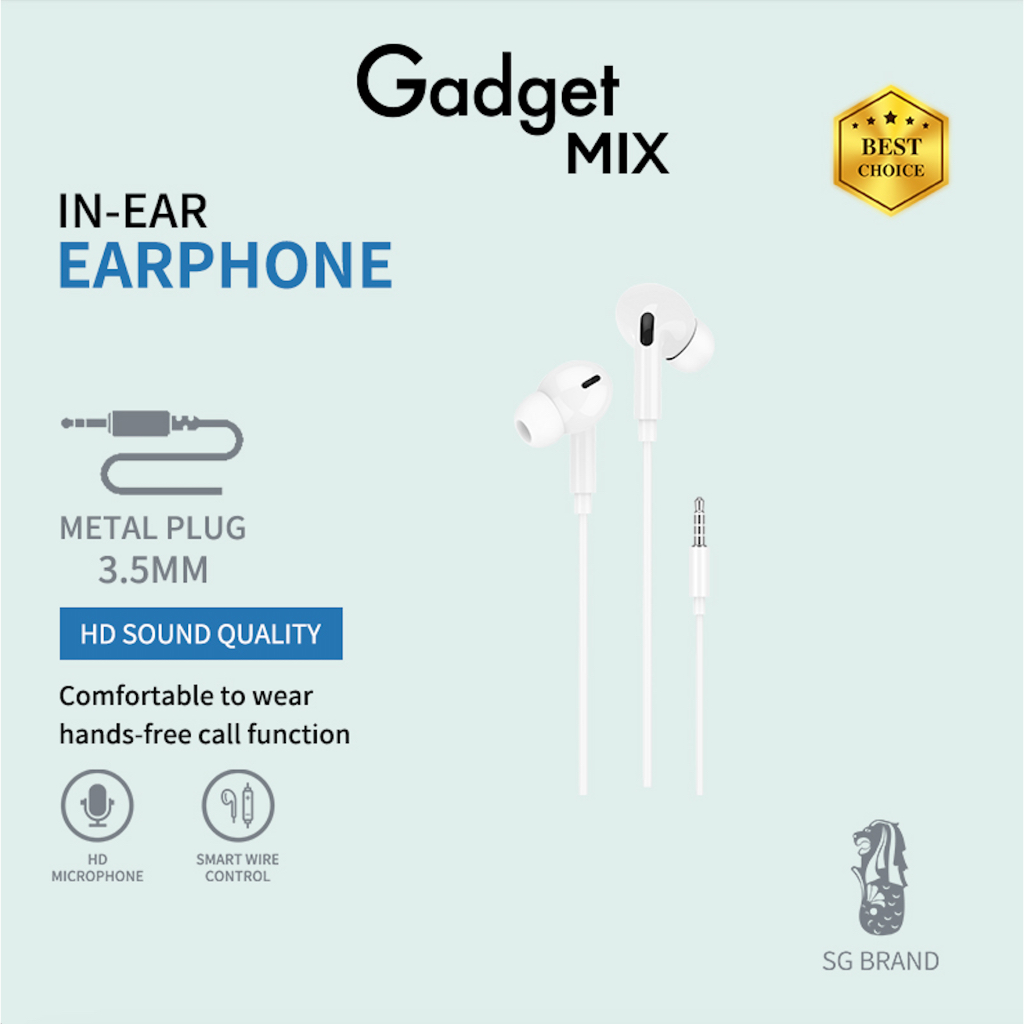 Gadget MIX DIGINUT E-19 Lightning In-Ear Headphone/ 3.5mm/ Lightning/ Type-C/ Phone Call/ Comfortable To Wear