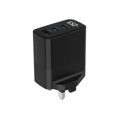 Gadget MIX Diginut GaN-002-UK 65W GaN Power Plug Black/ LED Digital Display/ Automatic Load Distribution Safe