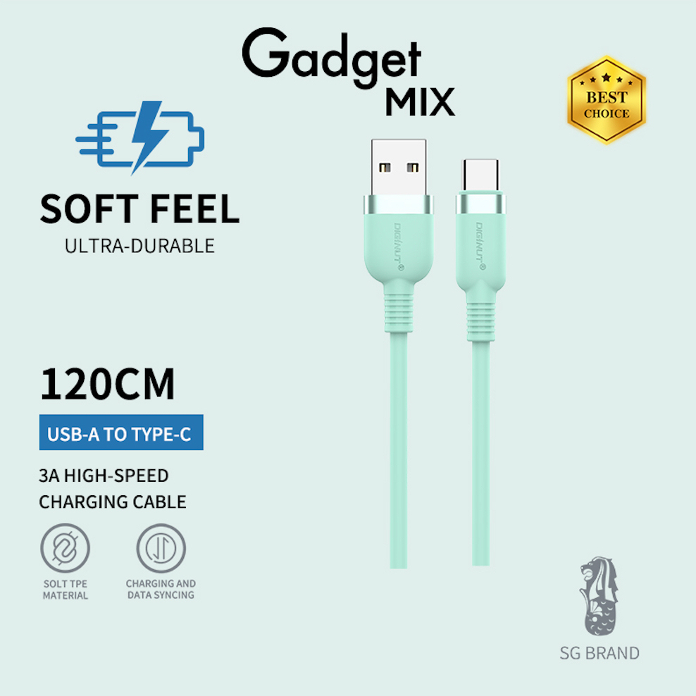 Gadget MIX Diginut BA-1223 USB To Type-C/ USB-A To iOS Data Cable 2.4A 1.2M/ Support Data Transmission/ Soft Feel