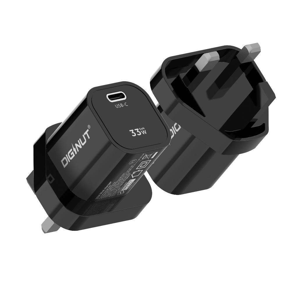 Gadget MIX Diginut P033CB10A1C0 33W GaN Power Plug Black/ SAFETY MARK APPROVED/ Powered By GaN Technology