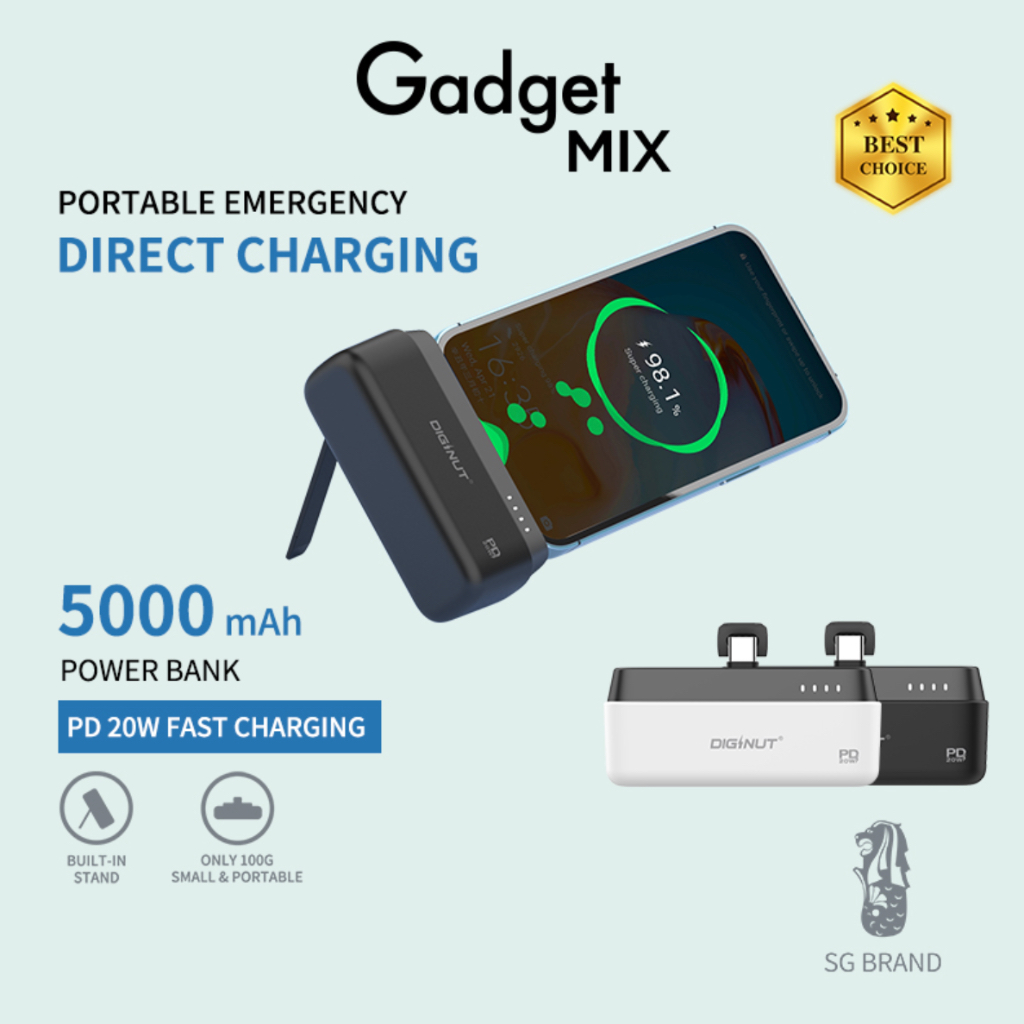 Gadget MIX Diginut P-43 5000mAh Mini Portable Powerbank/ Emergency Charging/ Type-C/ iPhone Output/ Easy To Carry