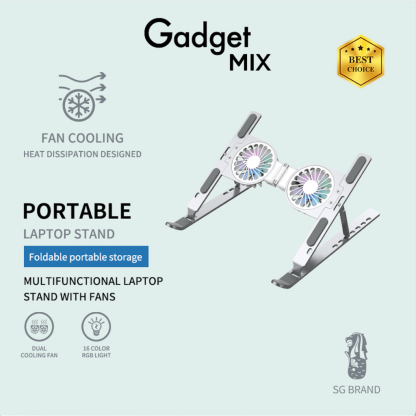 Gadget MIX Diginut SD-410 Laptop Stand With Cooling Fan/ Suitable For 10-18 Inch/ Foldable and Portable/ 7 Levels Height