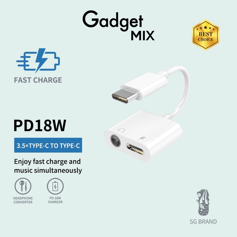 Gadget MIX DIGINUT - DA-08 Type-C to 3.5mm+Type-C Charge Converter/ PD 18W