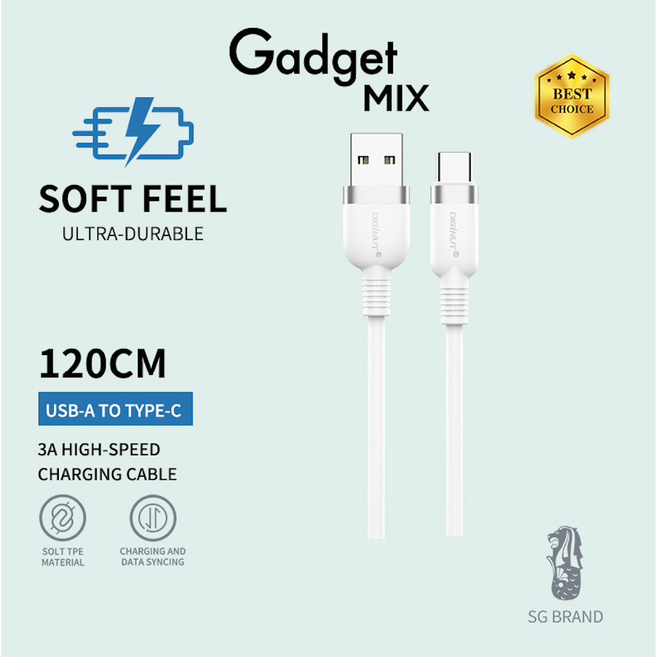 Gadget MIX Diginut BA-1223 USB To Type-C/ USB-A To iOS Data Cable 2.4A 1.2M/ Support Data Transmission/ Soft Feel