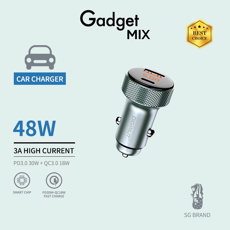 Gadget MIX Diginut CP-26 PD30W+QC18W Car Charger/ Zinc alloy/ Superior durability