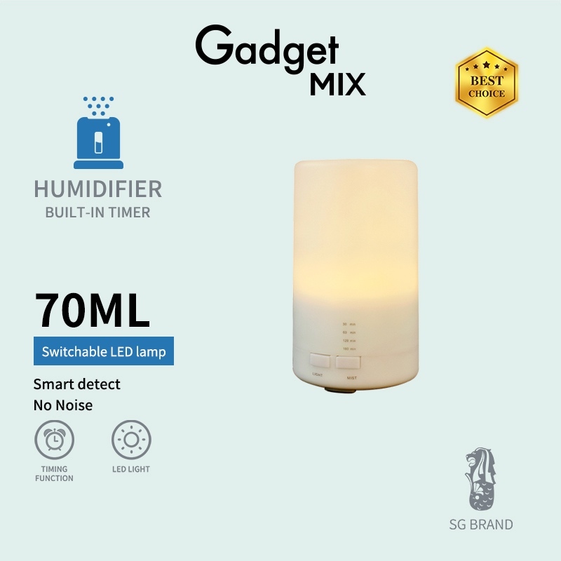 Gadget MIX DIGINUT - H6 Humidifier Small 70ML/ LED Light/ Built-in Timer/ Smart detect