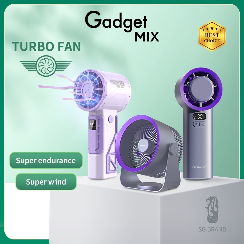 Gadget MIX Diginut Portable Fan Collection/Mini Size/Rechargeable/USB Charging Stand Fan/Handheld Neck Fan/Clip Fan/Gift