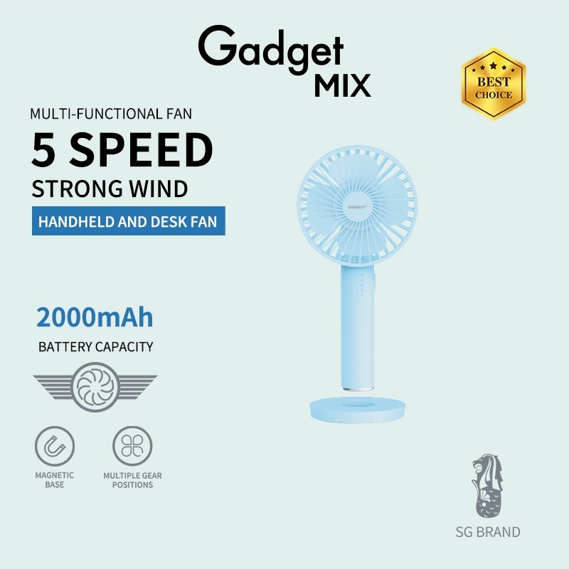 Gadget MIX Diginut CL-41 Handheld Fan With Mirror/ Multi-functional Fan/ Magnetic Base/ Makeup Mirror