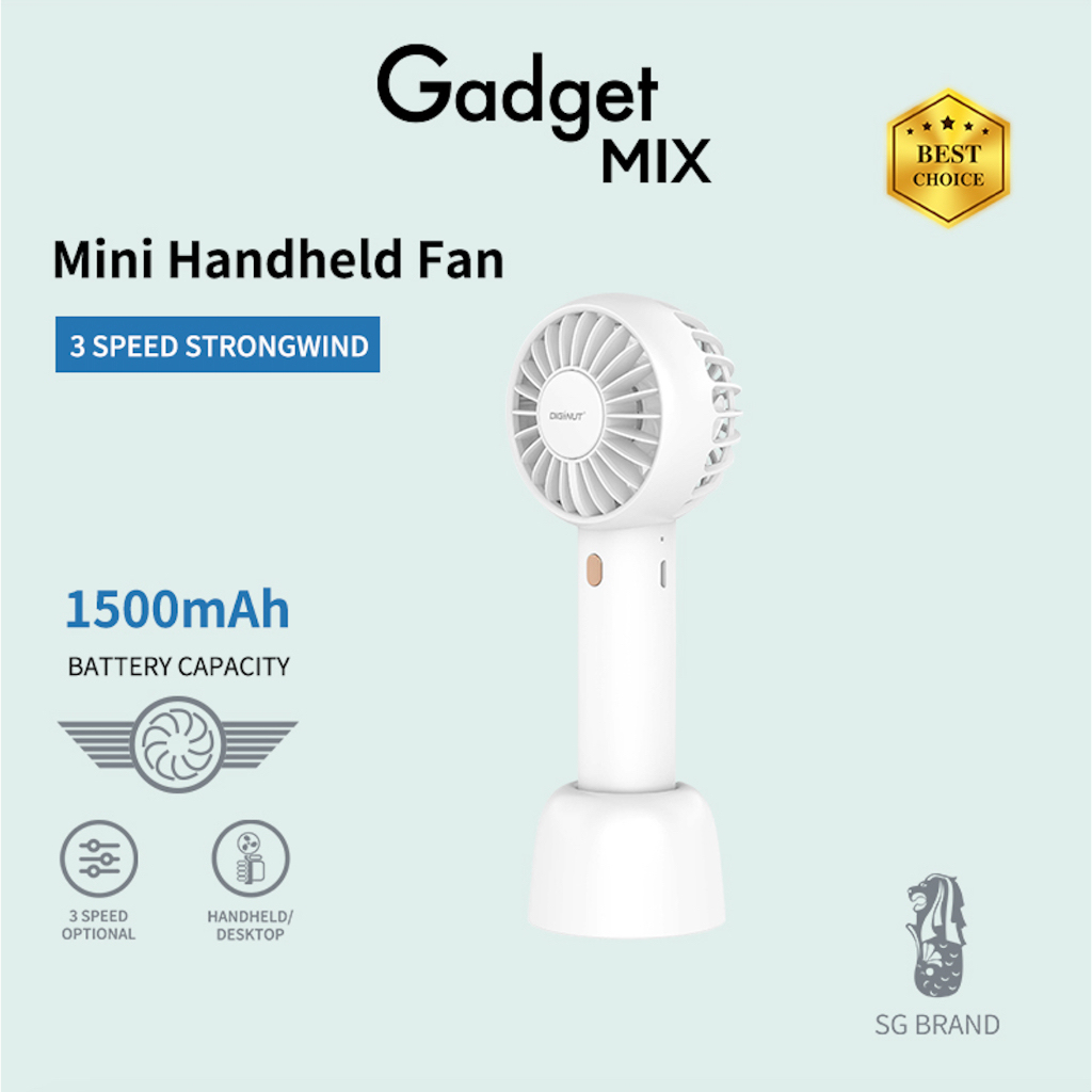 Gadget MIX Diginut Portable Fan Collection/Mini Size/Rechargeable/USB Charging Stand Fan/Handheld Neck Fan/Clip Fan/Gift