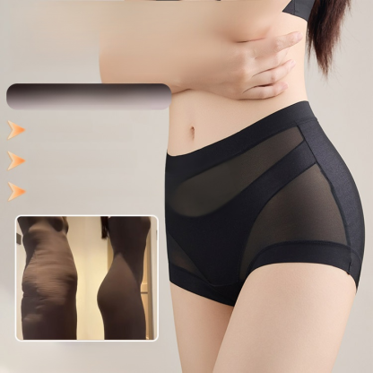 กางเกงควบคุมหน้าท้องผู้หญิง ชุดชั้นในเก็บหน้าท้องลูกไม้ไหมน้ำแข็ง 2 ชั้นไร้รอยต่อ