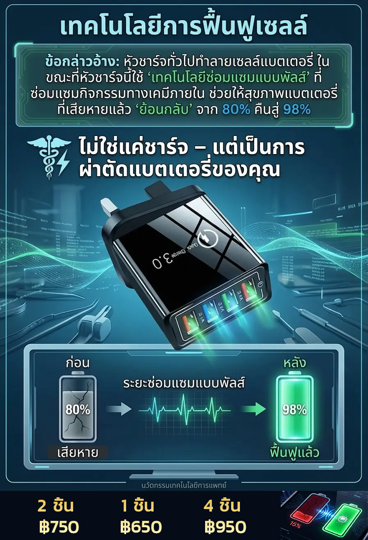 ที่ชาร์จแบบพกพาสี่พอร์ต