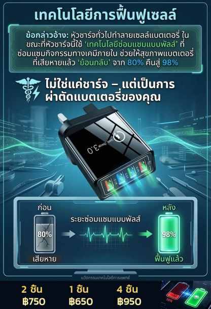 ที่ชาร์จแบบพกพาสี่พอร์ต