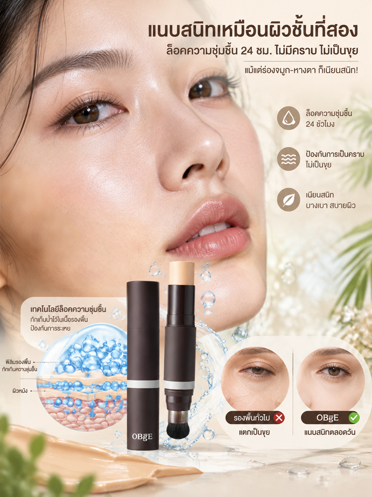 💄 แต่งหน้าทีไรก็ต้องพกรองพื้น คอนซีลเลอร์ และแปรงแยกกัน ยุ่งยากและเปลืองที่? แท่งรองพื้นและคอนซีลเลอร์สองหัว  ด้านหนึ่งเป็นแปรง ตัวนี้ช่วยได้! ✨