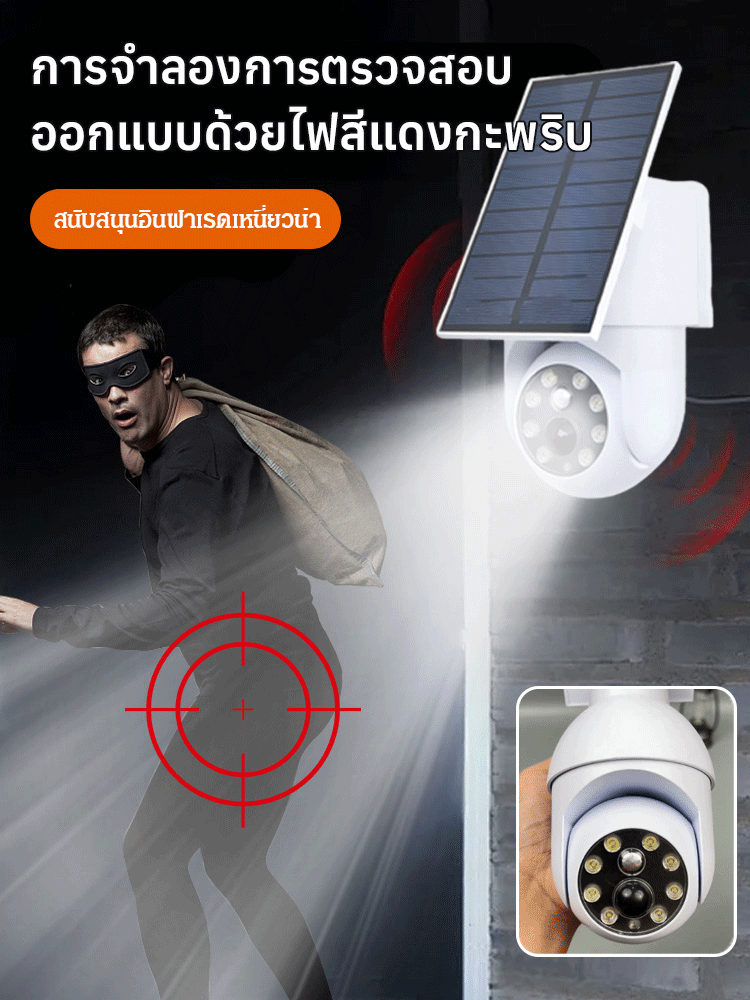 【ไฟส่องสว่างฟรี】ไฟโซล่าเซลล์สำหรับกล้องวงจรปิด