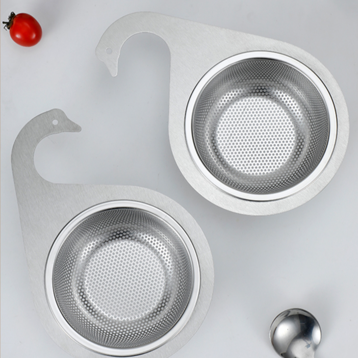 ตะกร้าสะเด็ดน้ำสแตนเลสรูปหงส์แบบตาข่ายละเอียด