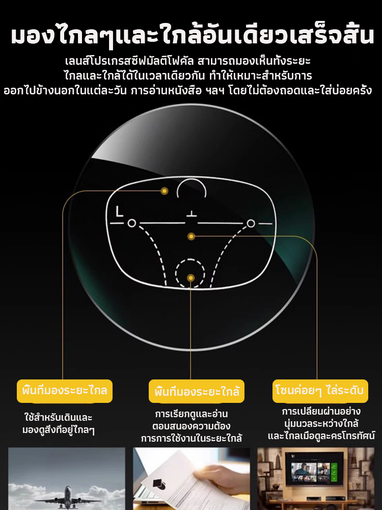 แว่นสายตายาวเบาสบายป้องกันดวงตา