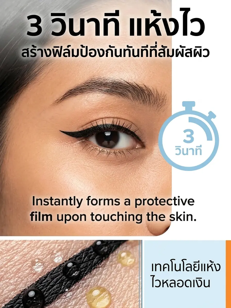 อายไลเนอร์กันน้ำแห้งเร็วสีดำสนิท