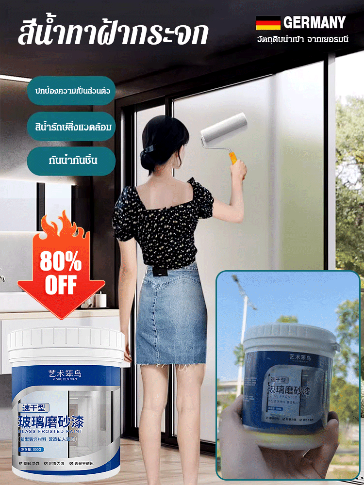 สีน้ำทาฝ้ากระจก ป้องกันแอบมอง