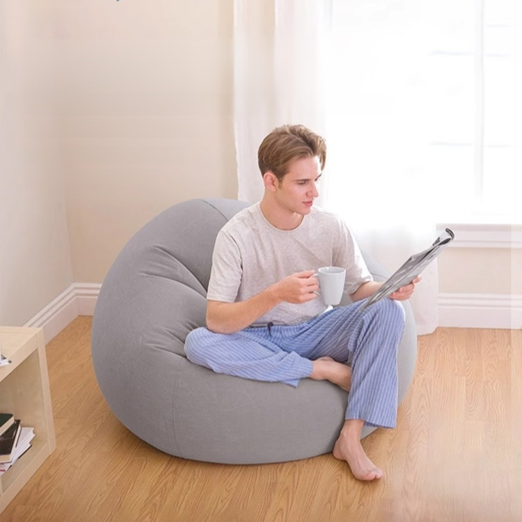 โซฟาเป่าลมผ้าฟล็อคแบบพับได้ที่นุ่มสบาย