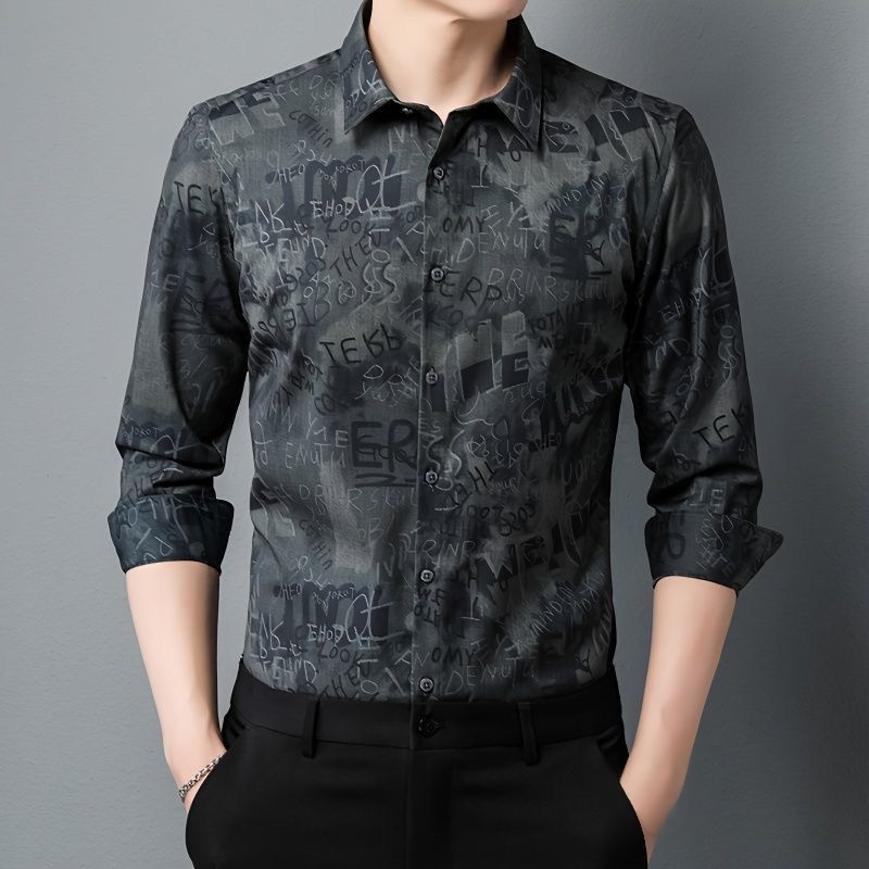 เสื้อเชิ้ตแขนยาวพิมพ์ลายผู้ชาย