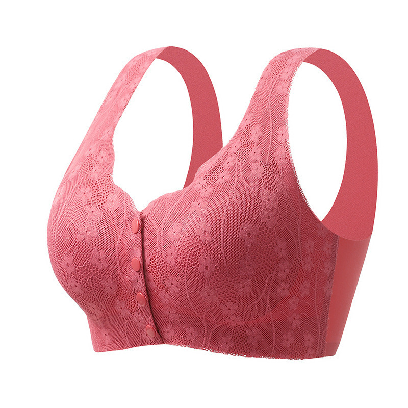 เสื้อชั้นในผ้าลูกไม้กระดุมหน้าแบบบางไม่มีโครง