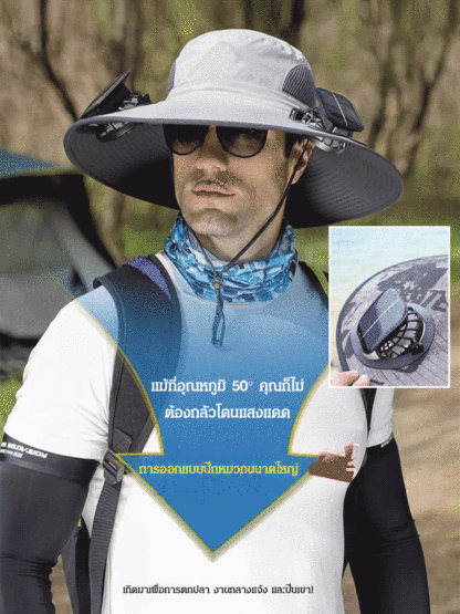 หมวกบัคเก็ตพัดคู่ลมพลังงานแสงอาทิตย์