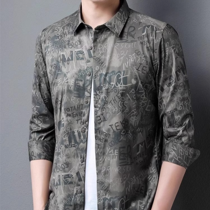 เสื้อเชิ้ตแขนยาวพิมพ์ลายผู้ชาย