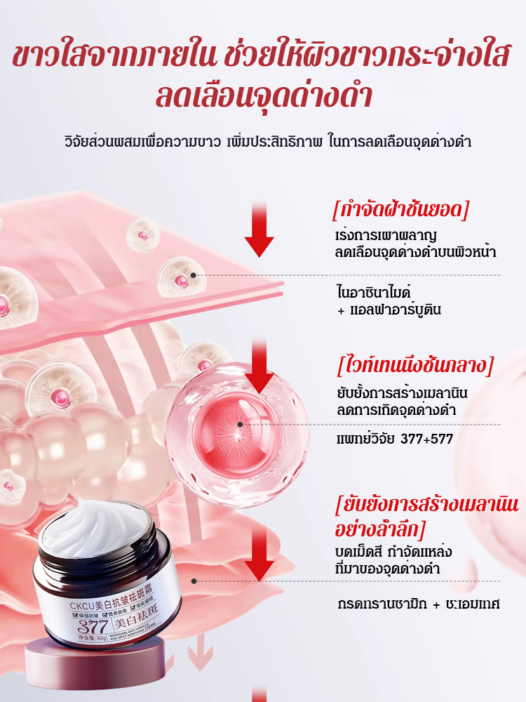 ครีม 377 ลดริ้วรอยและจุดด่างดำ บำรุงผิวขาวกระจ่างใส CKCU