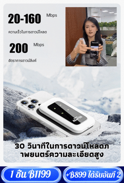 【เปิดเครื่องใช้งานได้ ใช้ฟรีตลอดชีพ】พ็อกเก็ตไวไฟใช้ได้ทุกเครือข่าย