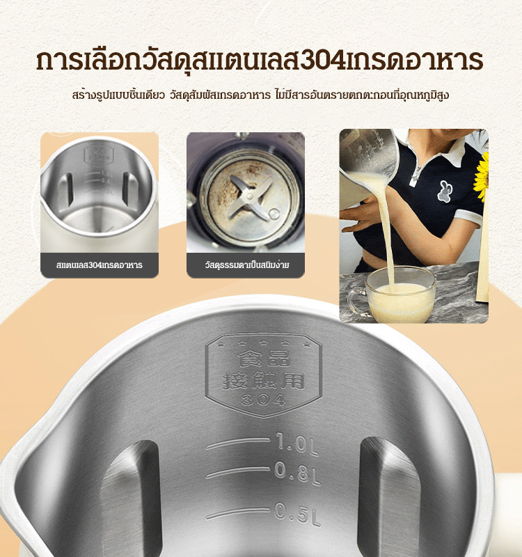 เครื่องทำน้ำเต้าหู้อัจฉริยะหน้าจอสัมผัสขนาด 1.2 ลิตร