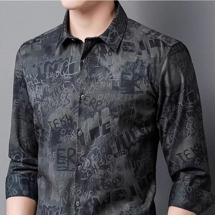 เสื้อเชิ้ตแขนยาวพิมพ์ลายผู้ชาย