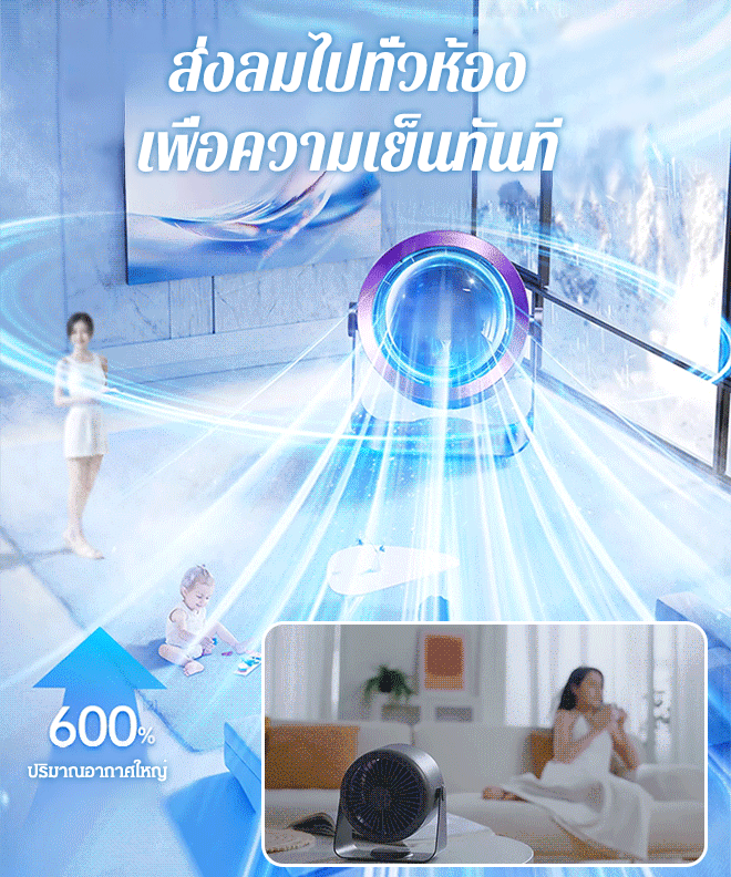 พัดลมหมุนเวียนเสียงเงียบ