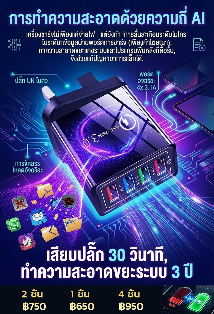 ที่ชาร์จแบบพกพาสี่พอร์ต