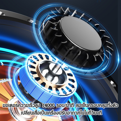 พัดลมระบายความร้อนทั้งตัวกลางแจ้ง  【ไฟฉาย + พาวเวอร์แบงค์】 แถมฟรีสายรัดเอว