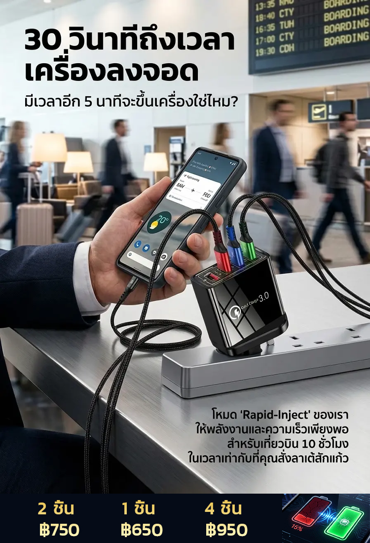 ที่ชาร์จแบบพกพาสี่พอร์ต