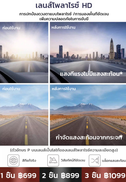 [ไม่มีวันตกยุค] แว่นกันแดดโพลาไรซ์สไตล์เรโทร 