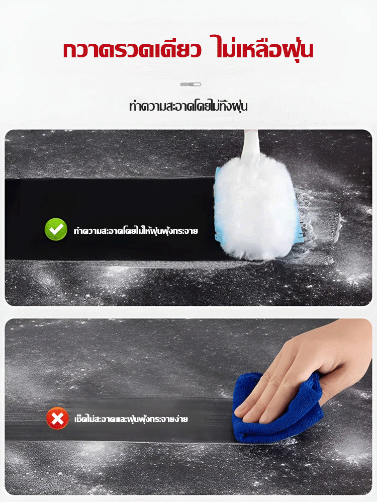 【ไฟฟ้าสถิตดูดซับ】ไม้ปัดฝุ่นไมโครไฟเบอร์