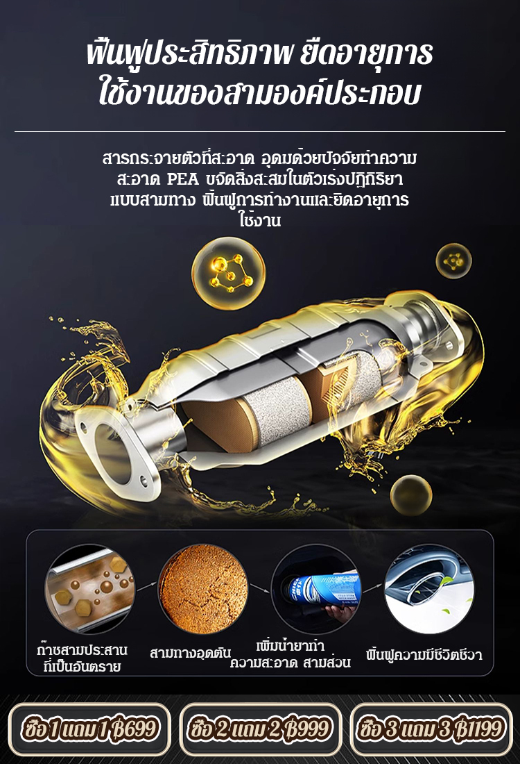 【ทำความสะอาดคราบเขม่า】น้ำยาล้างระบบเชื้อเพลิงแบบ 2 อิน 1 