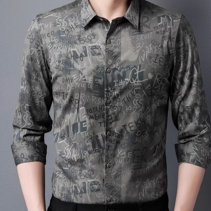 เสื้อเชิ้ตแขนยาวพิมพ์ลายผู้ชาย